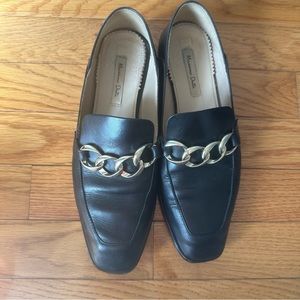 Massimo Dutti Black Gold Buckle Loafers — Size 36